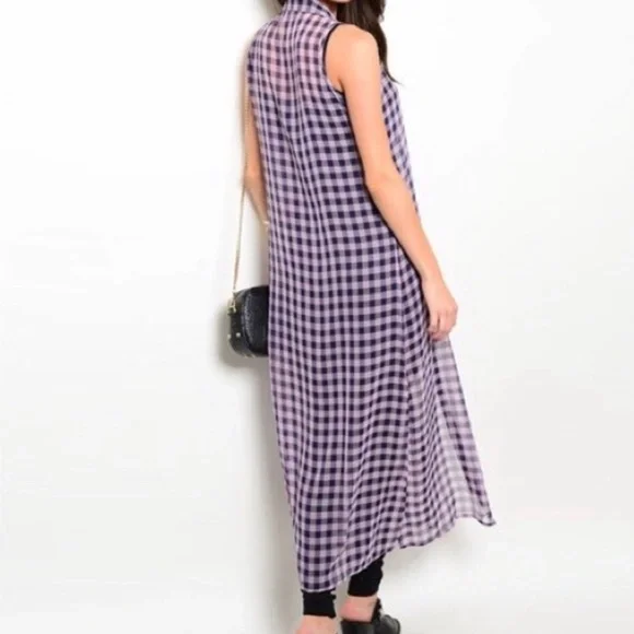 PINK/PURPLE CHIFFON MAXI KIMONO - Picture 2 of 2